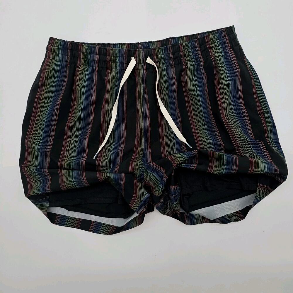 Chubbies Swim Trunks Mens Large 5.5 Inch Rainbow Stripe Shorts Boxer Liner